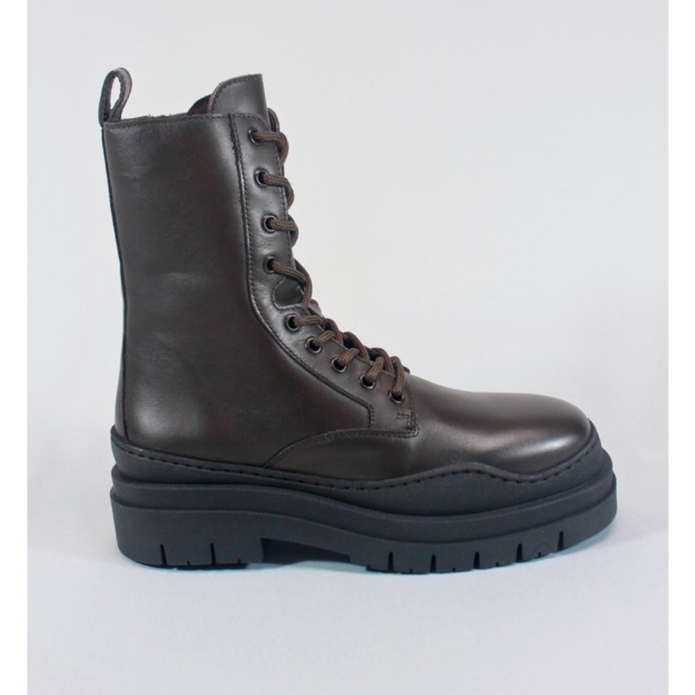 Women's Brown Leather Combat Boots